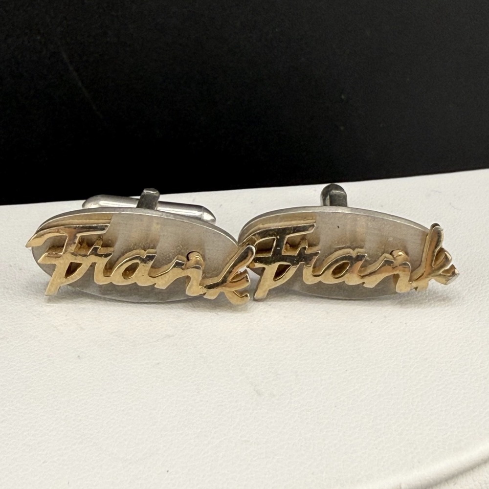 Vintage Swank Cufflinks‎ Name  Frank Silver Tone